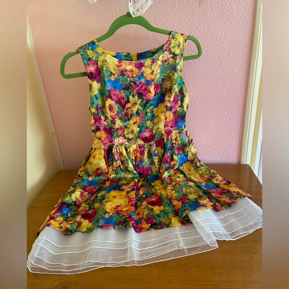 Yellow Floral Spring Summer Dress Size M Women’s Tulle